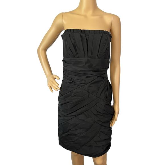 2/$30 Max And Cleo Taffeta Strapless Mini Dress Black Size 4 - Picture 2 of 8